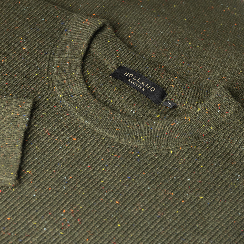 Green Crew Neck Wool Fleck