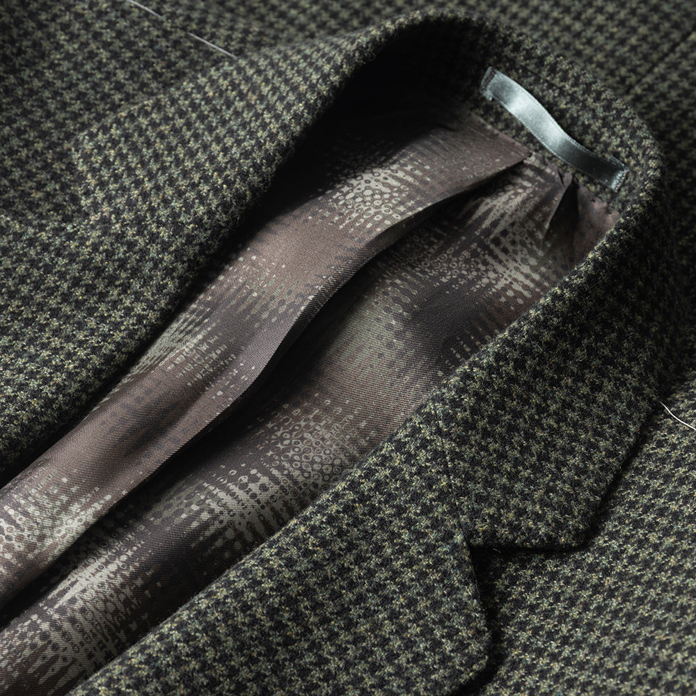 Green Dogstooth Blazer in Wool and Cashmere