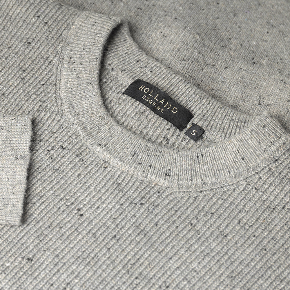 Grey Crew Neck Wool Fleck