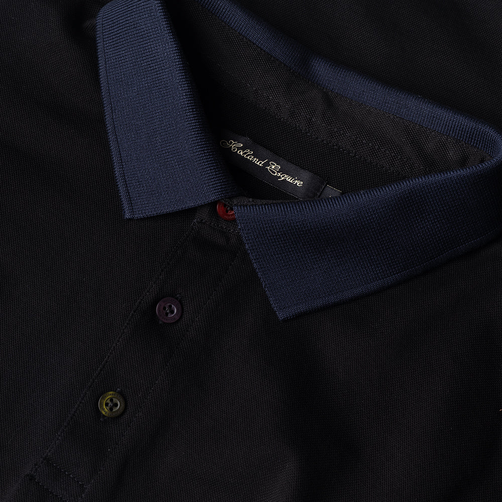 The Polo Shirt in Black mercerised cotton