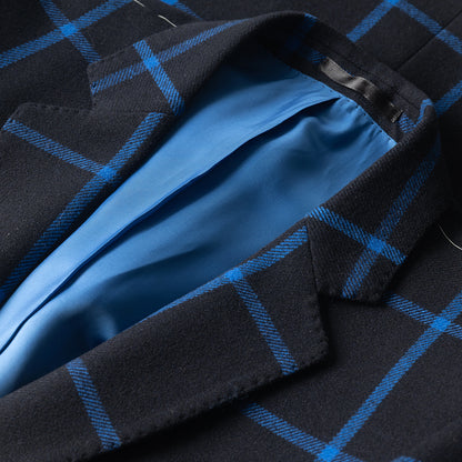 Black and Royal Windowpane Blazer in wool and cashmere