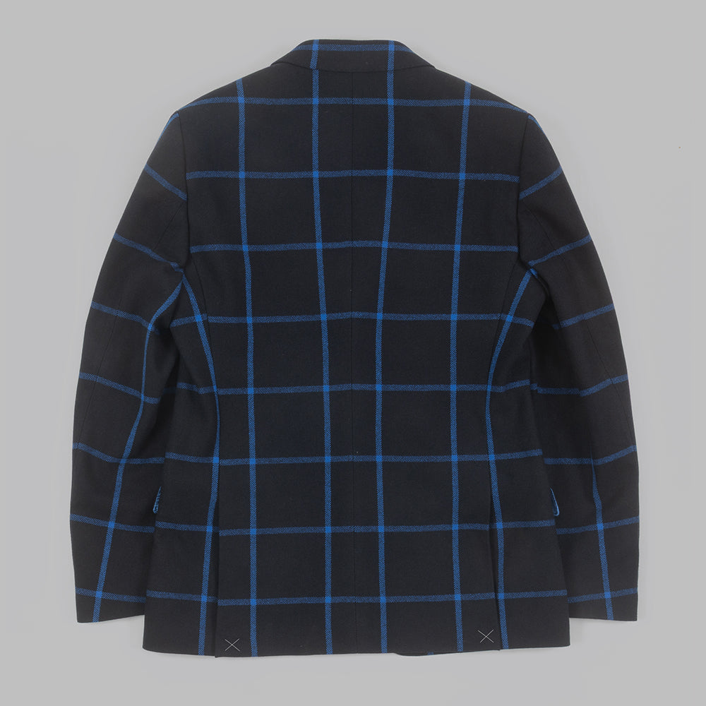 Black and Royal Windowpane Blazer in wool and cashmere