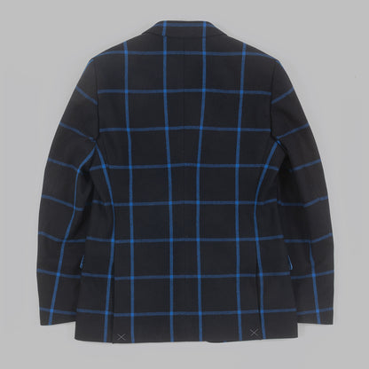 Black and Royal Windowpane Blazer in wool and cashmere