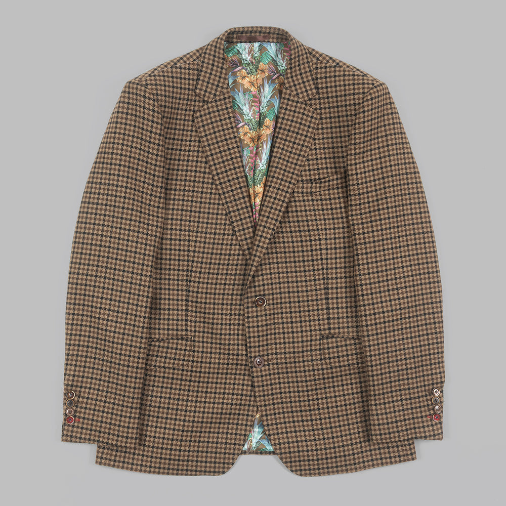 Brown Country Check Blazer in Lambswool