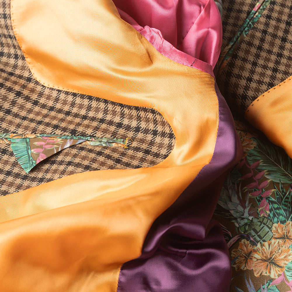 Brown Country Check Blazer in Lambswool