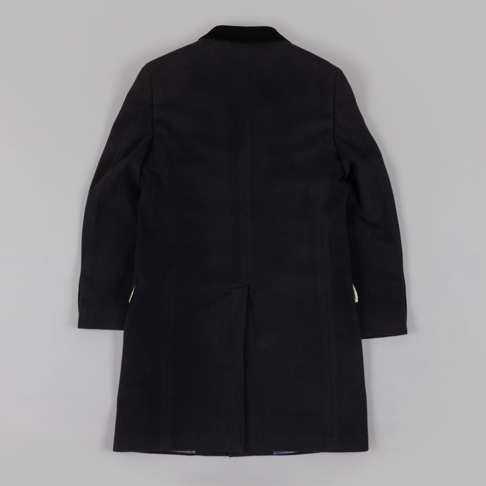 Black Melton Cashmere Blend Overcoat