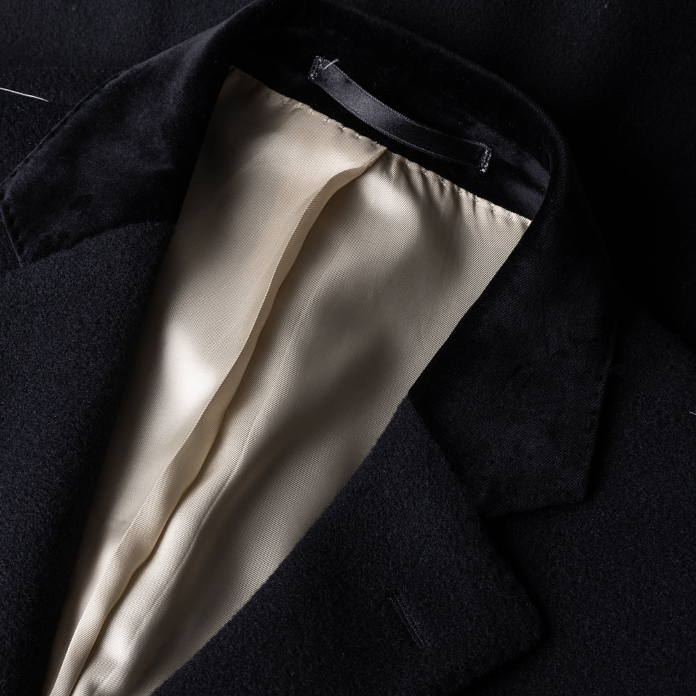 Black Melton Cashmere Blend Overcoat