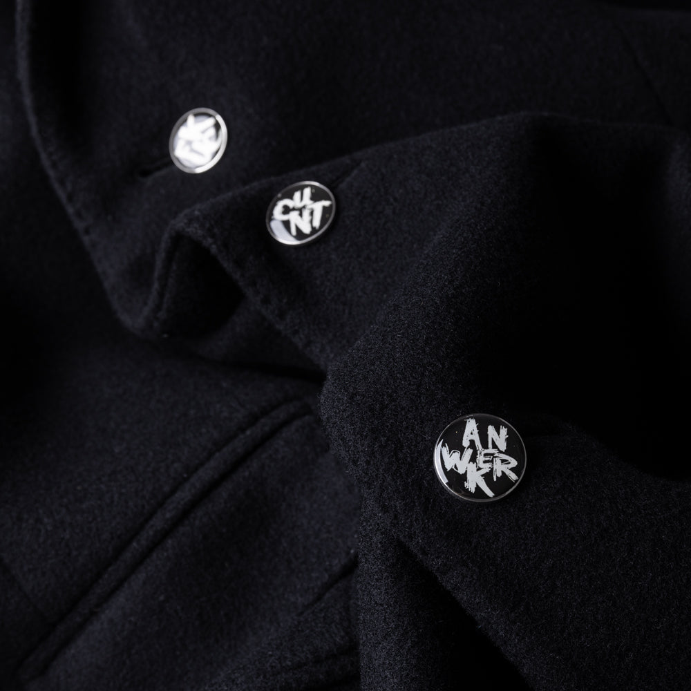 Black Melton Cashmere Blend Overcoat