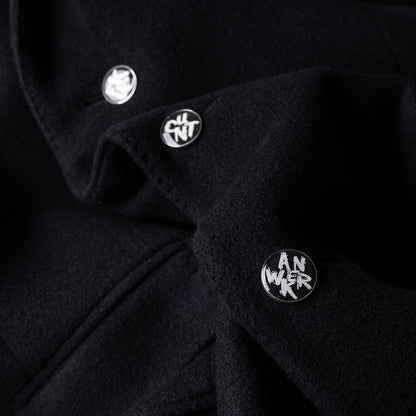 Black Melton Cashmere Blend Overcoat