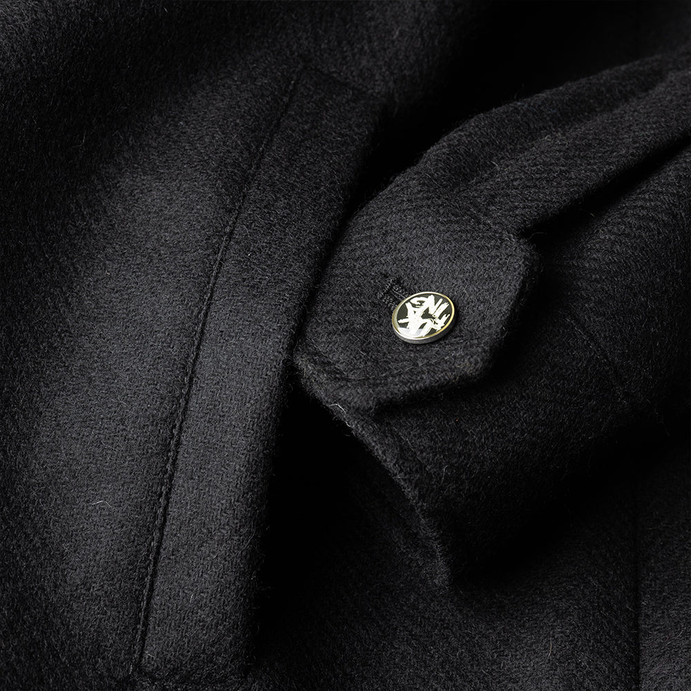 Black Tweed Expletive Shacket