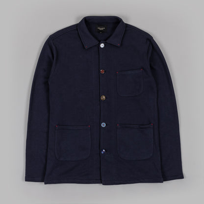 The Worker Jacket in blue jersey Cotton Loopback