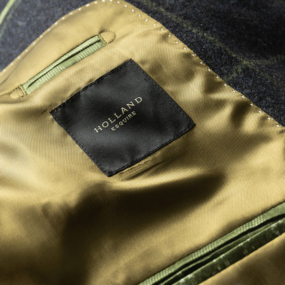 Charcoal and Green Windowpane Blazer in Lambswool.