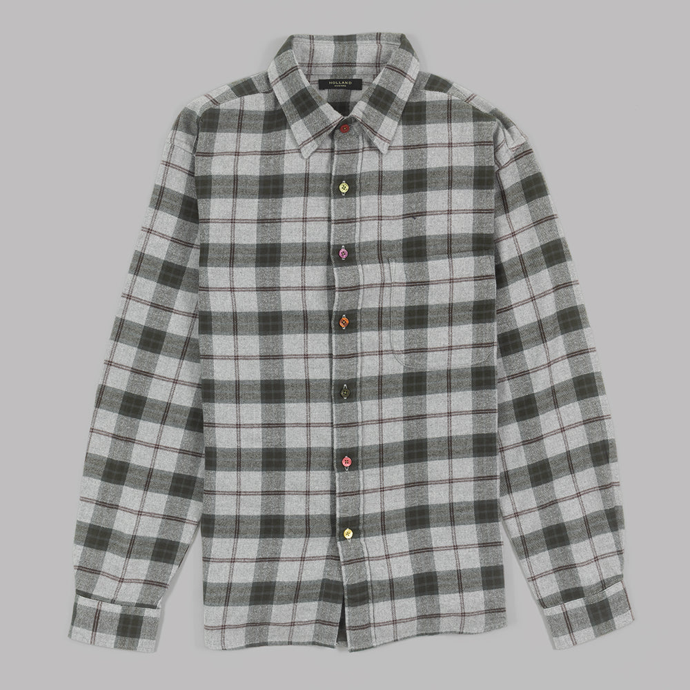 Green Check Shirt in brushed cotton