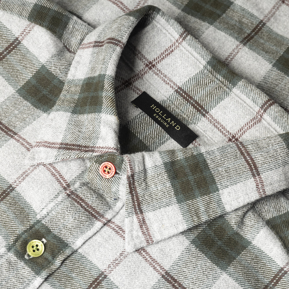 Green Check Shirt in brushed cotton