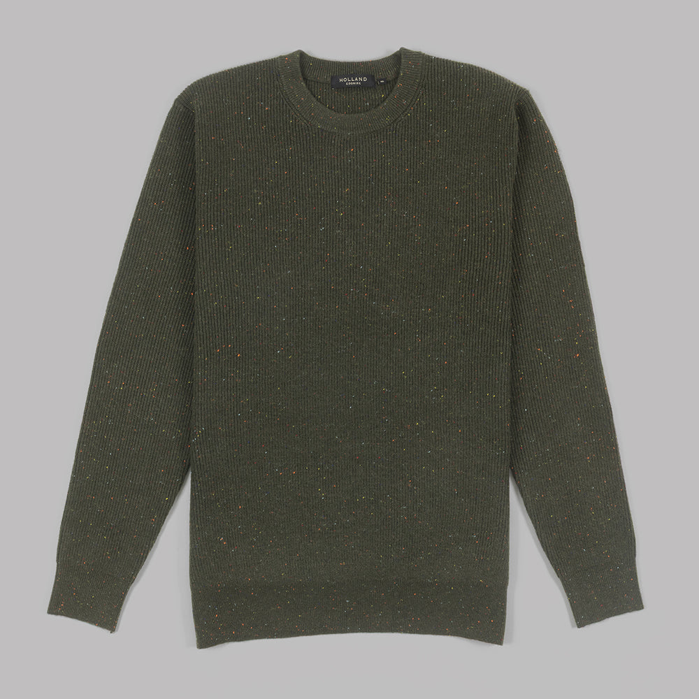 Green Crew Neck Wool Fleck