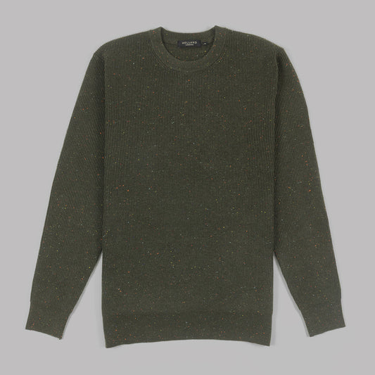 Green Crew Neck Wool Fleck