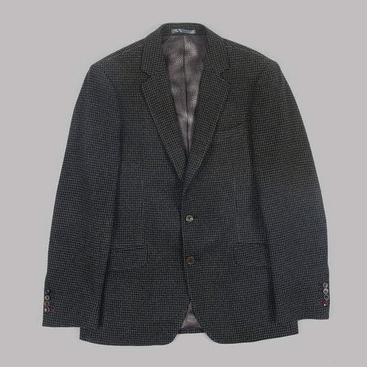 Green Dogstooth Blazer in Wool and Cashmere