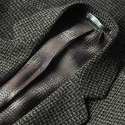 Green Dogstooth Blazer in Wool and Cashmere