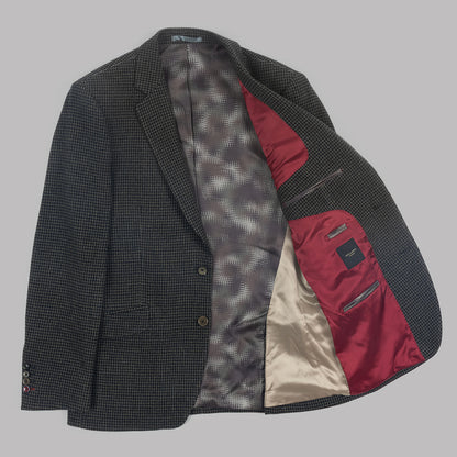 Green Dogstooth Blazer in Wool and Cashmere