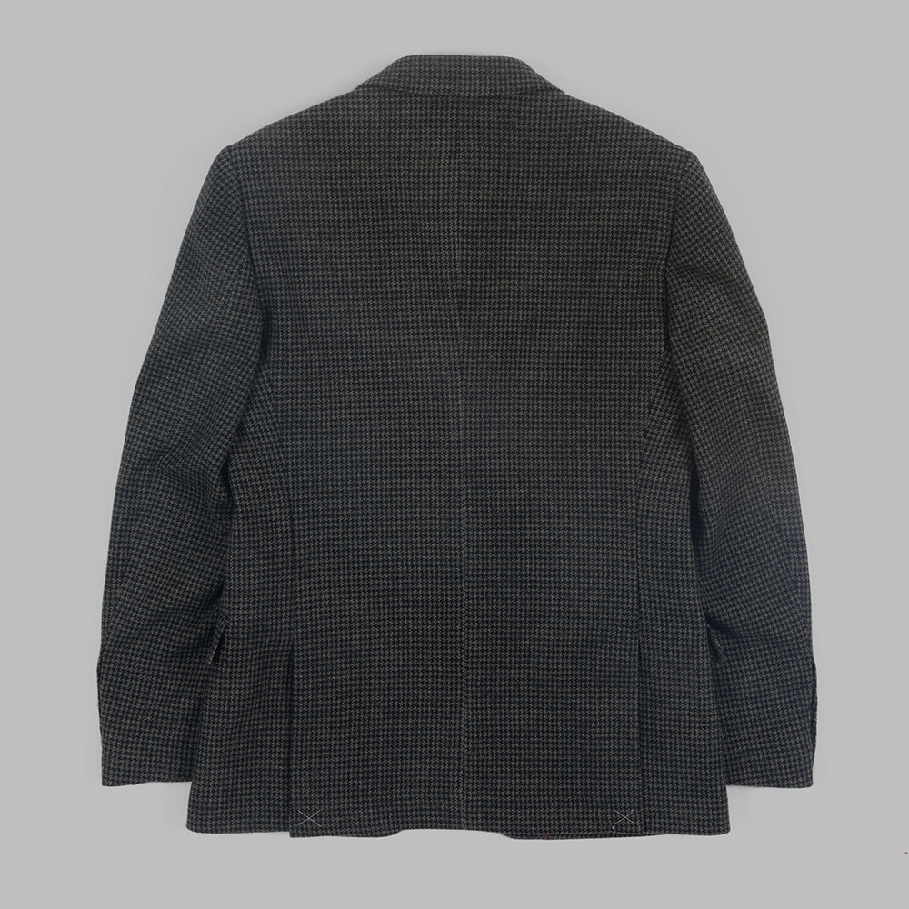 Green Dogstooth Blazer in Wool and Cashmere