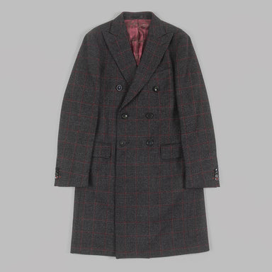 Grey Check Double Breasted Overcoat in Virgin wool. – Holland Esquire
