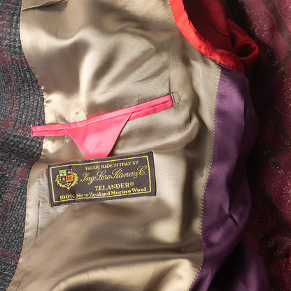 Grey Check Double Breasted Overcoat in Virgin wool.