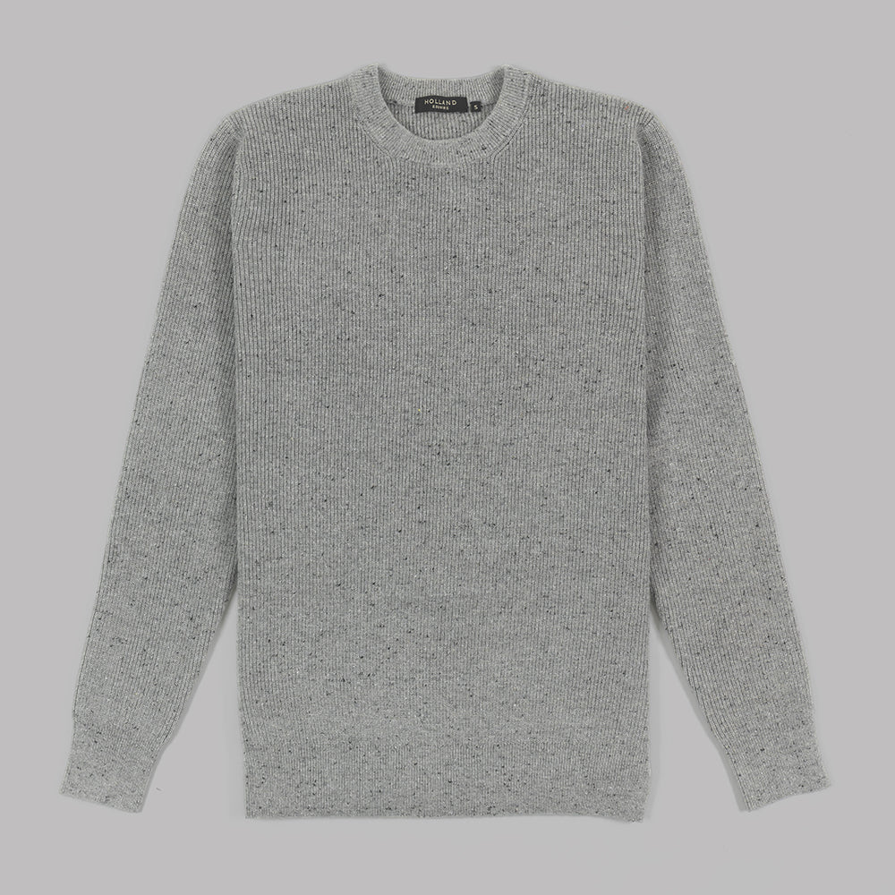 Grey Crew Neck Wool Fleck