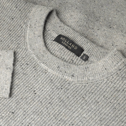 Grey Crew Neck Wool Fleck
