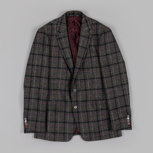 Grey Check Tweed Shetland Wool Blazer