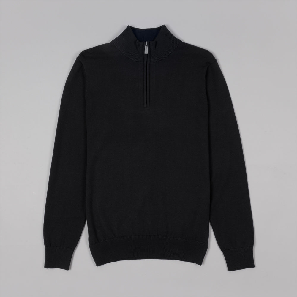 Black Cotton Half Zip