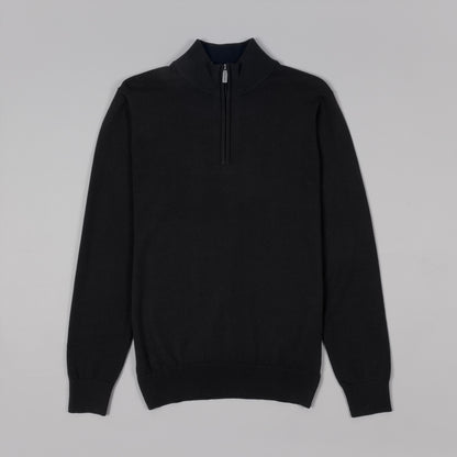 Black Cotton Half Zip