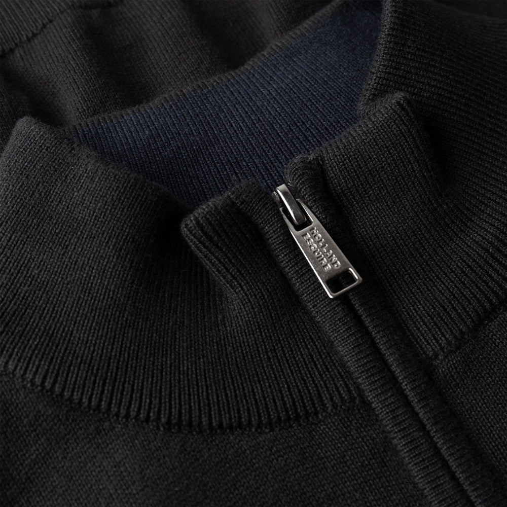 Black Cotton Half Zip