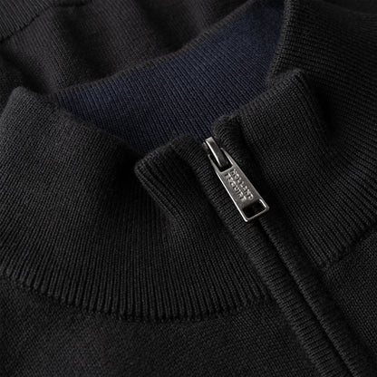 Black Cotton Half Zip