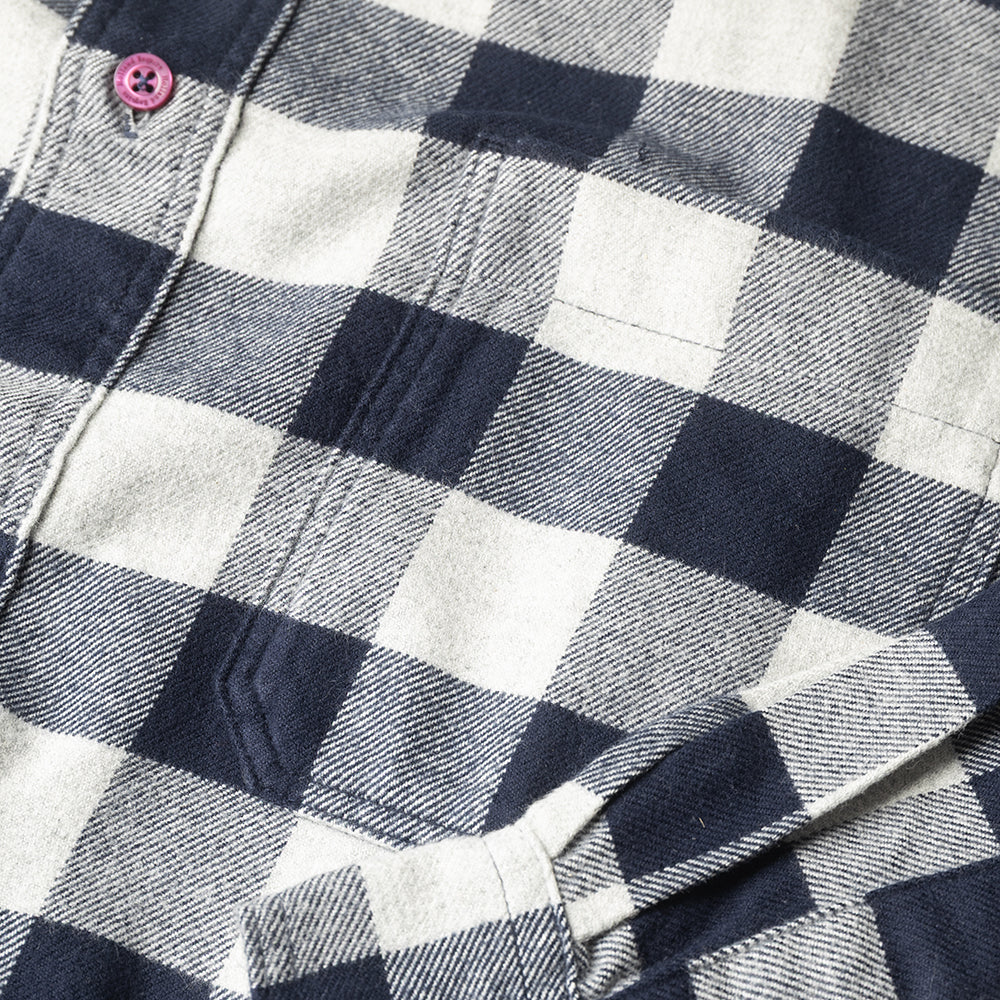Navy Check Shirt in brushed cotton.