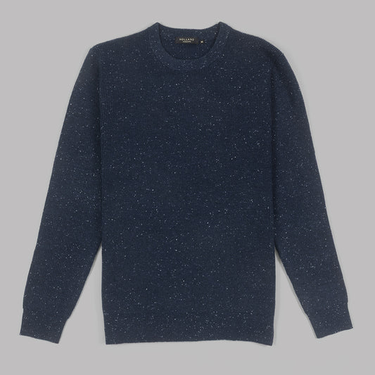 Navy Crew Neck Wool Fleck