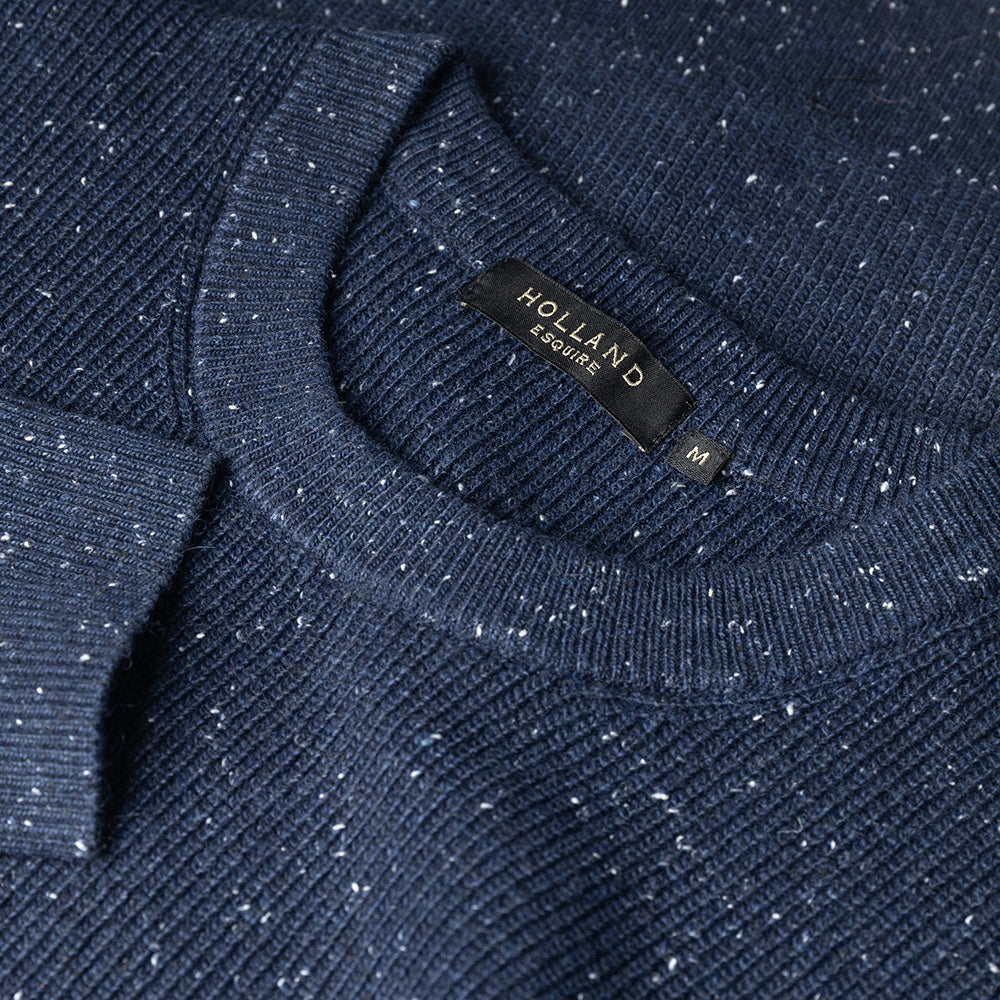 Navy Crew Neck Wool Fleck