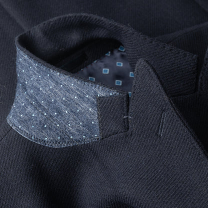 Navy Double Breasted Overcoat in Recycled Wool twill.