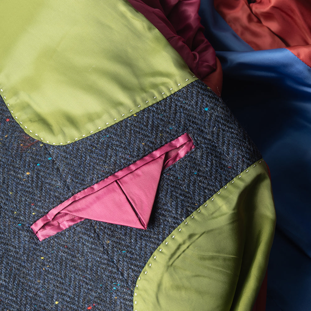 Navy Herringbone Tweed Fleck Overcoat