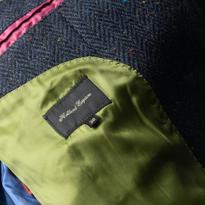 Navy Herringbone Tweed Fleck Overcoat