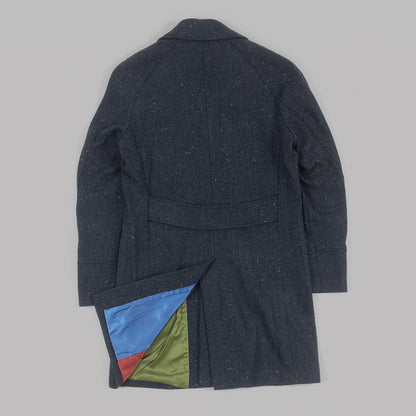 Navy Herringbone Tweed Fleck Overcoat