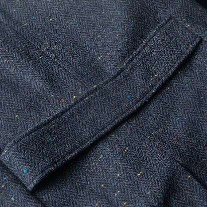 Navy Herringbone Tweed Fleck Overcoat