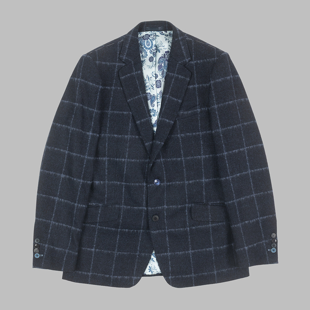 Navy Overcheck Blazer in Lambswool