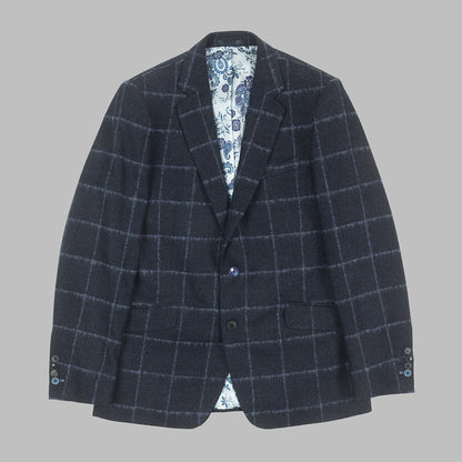Navy Overcheck Blazer in Lambswool