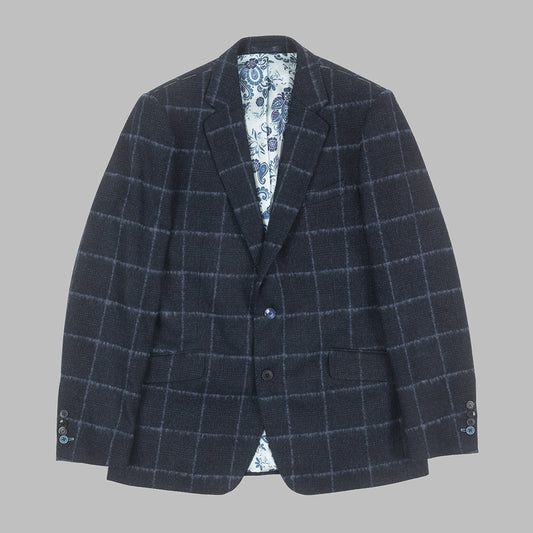 Navy Overcheck Blazer in Lambswool