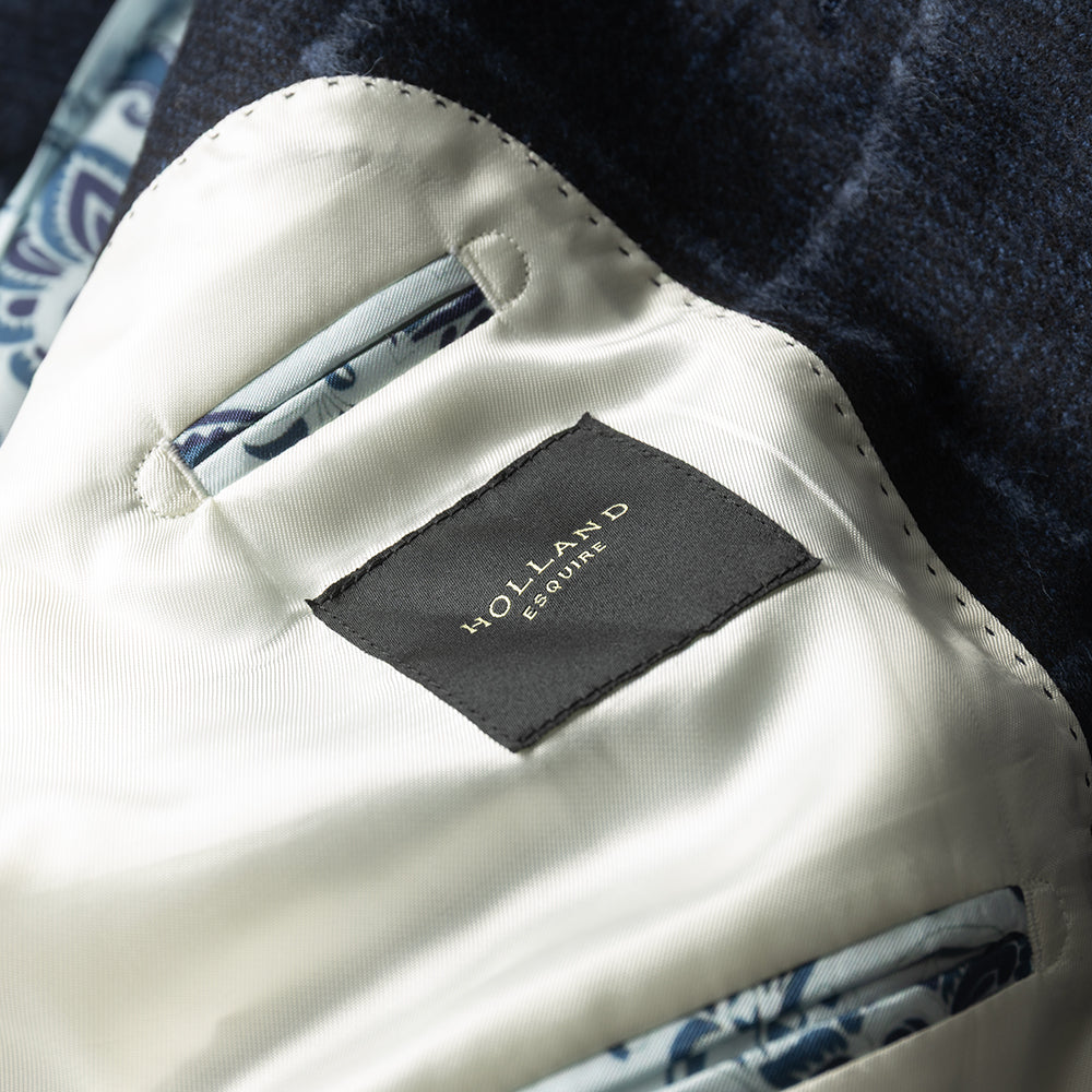 Navy Overcheck Blazer in Lambswool