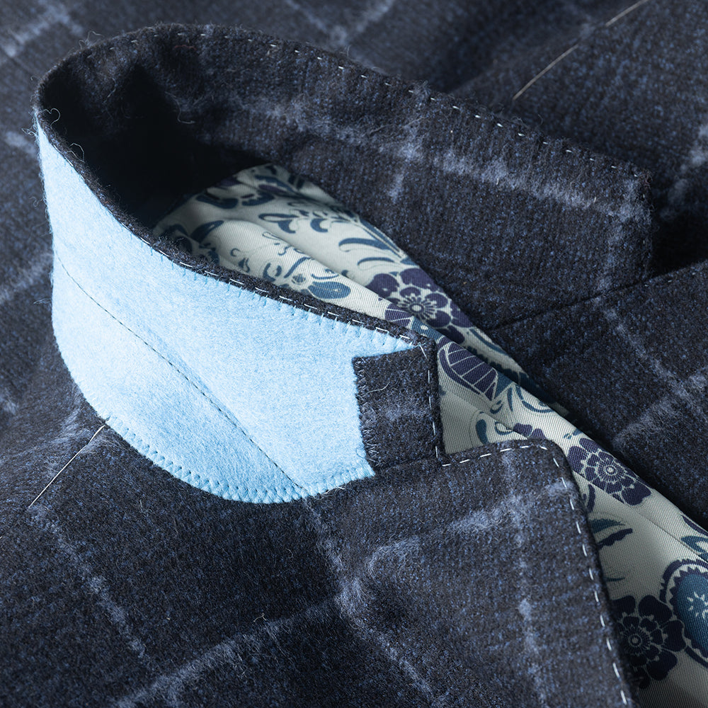 Navy Overcheck Blazer in Lambswool