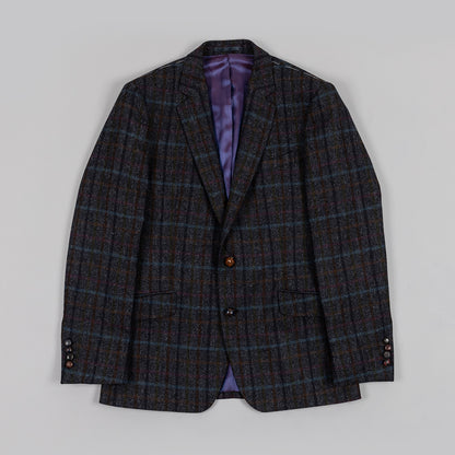 Navy Check Shetland Wool Tweed Blazer
