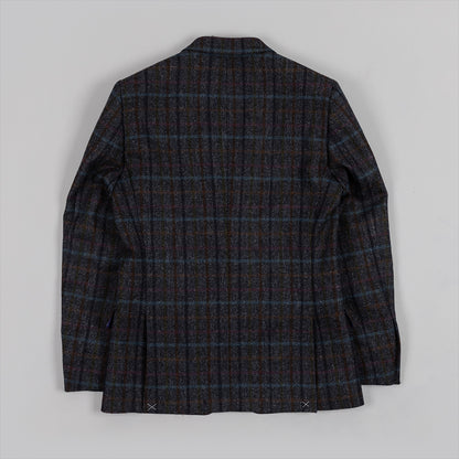 Navy Check Shetland Wool Tweed Blazer