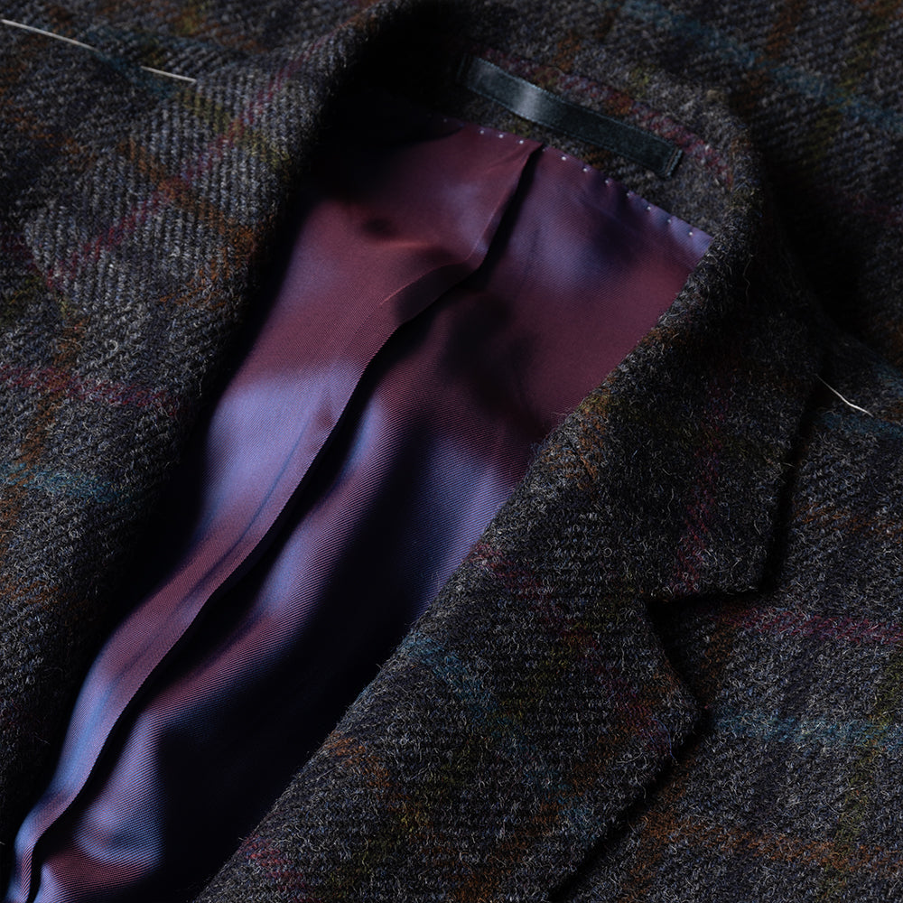 Navy Check Shetland Wool Tweed Blazer
