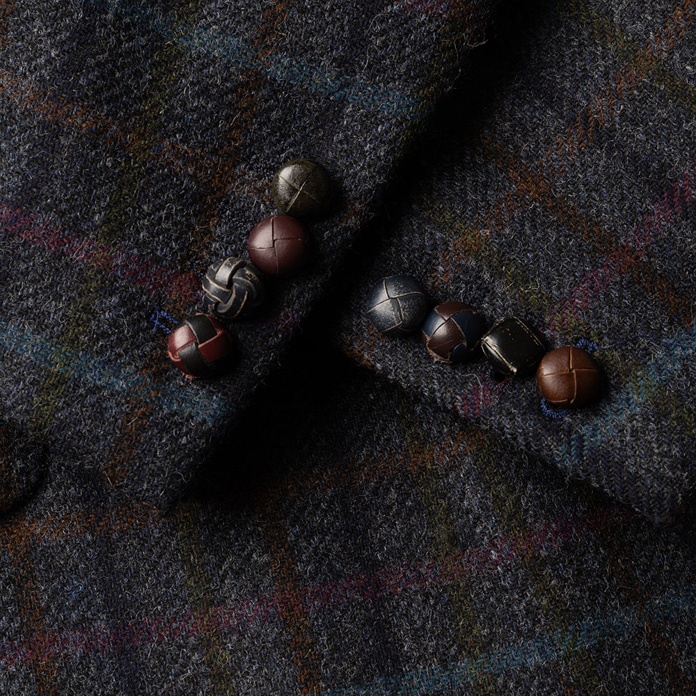 Navy Check Shetland Wool Tweed Blazer